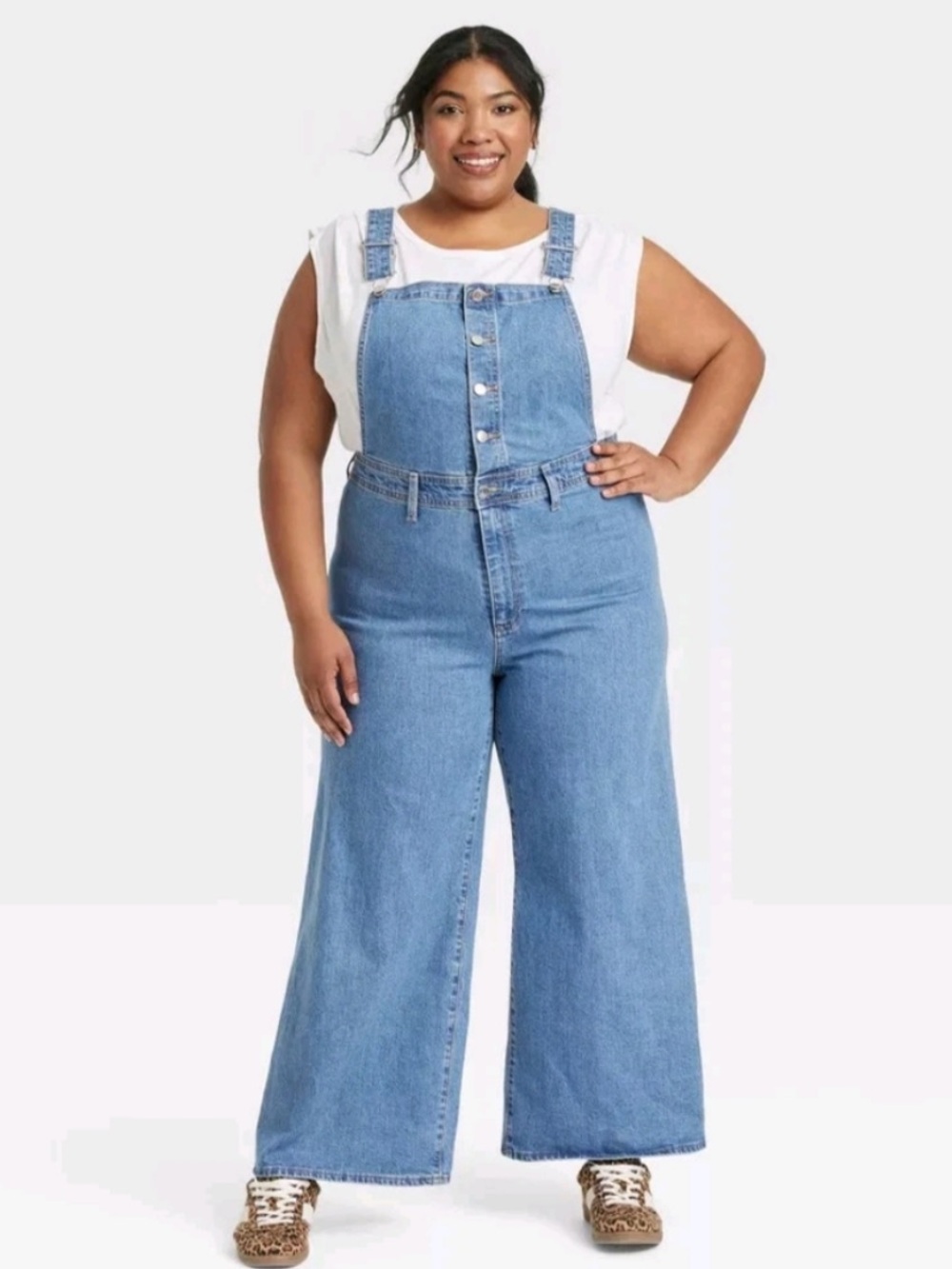 Universal Thread sailor overalls wide leg blue denim flare 14 large retro